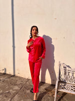 Load image into Gallery viewer, Pink Velvet Top + Wide Legs Pant
