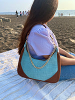 Load image into Gallery viewer, Solid Teal Crescent Bag
