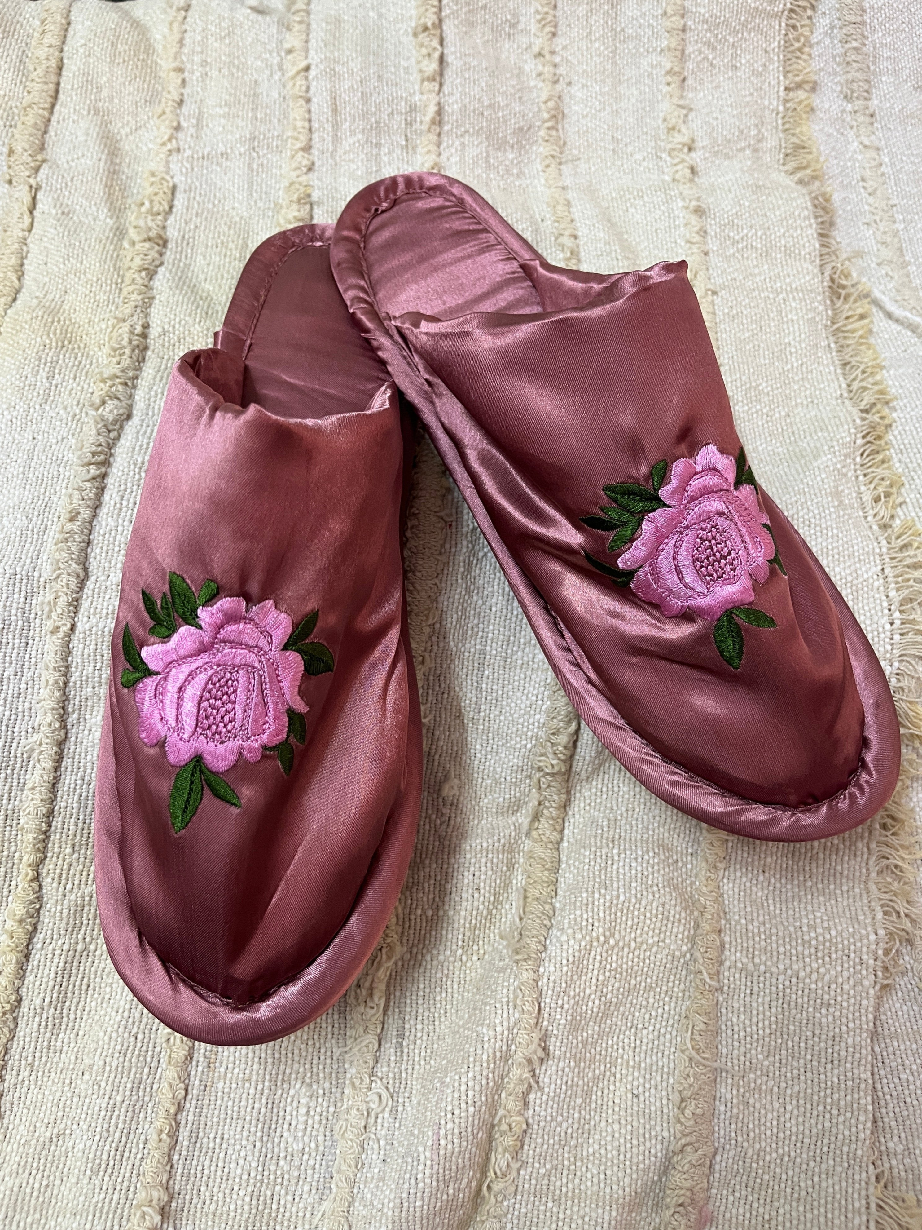 Old Rose Gold Floral Slippers | Prepaid Orders Only