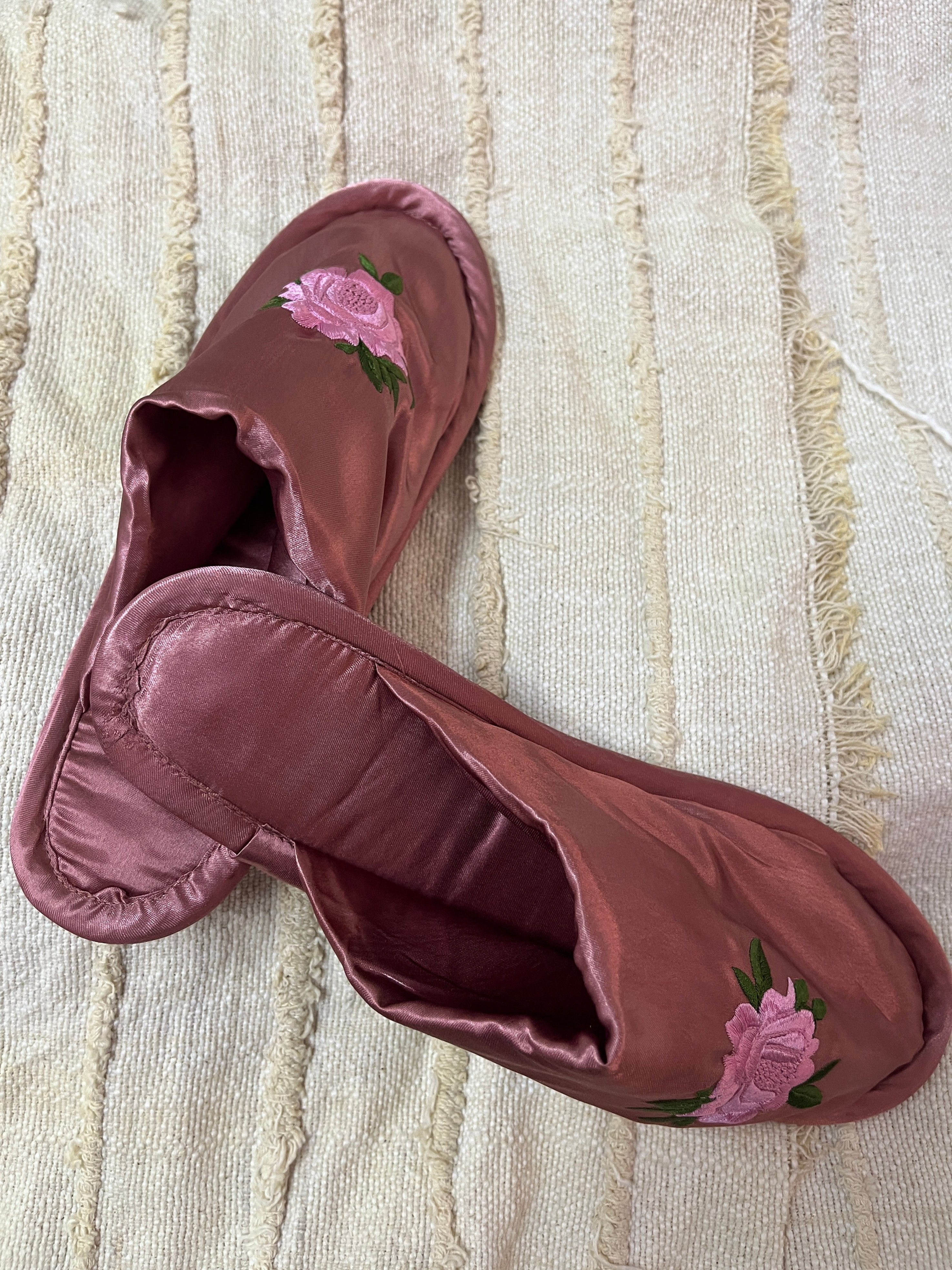 Old Rose Gold Floral Slippers | Prepaid Orders Only