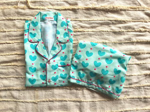 Green Hearts Shorts Set