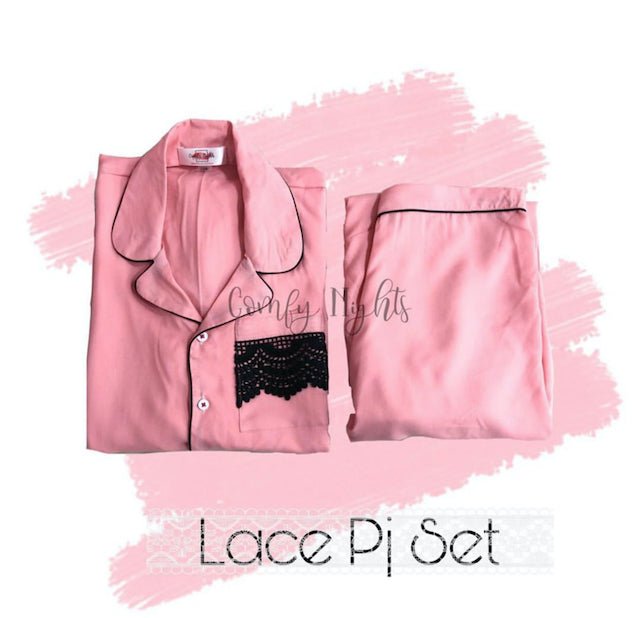 Baby Pink Lace Pj Set - Comfy Nights