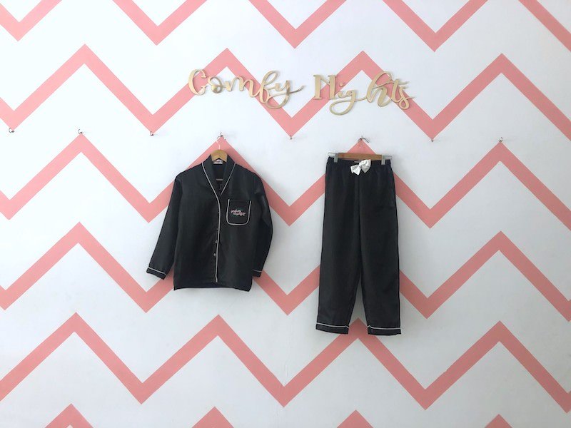 Black Personalise Satin Pj Set (Edit 2) | Prepaid Orders Only - Comfy Nights