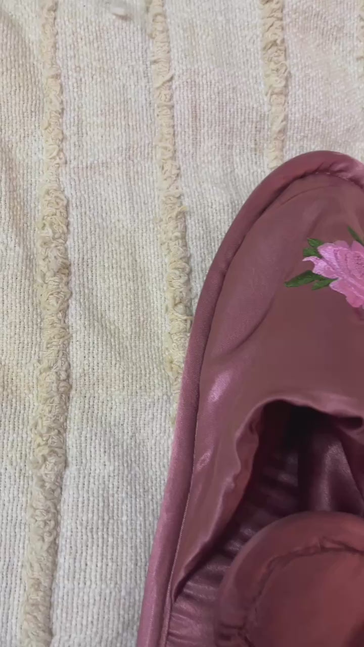 Old Rose Gold Floral Slippers | Prepaid Orders Only